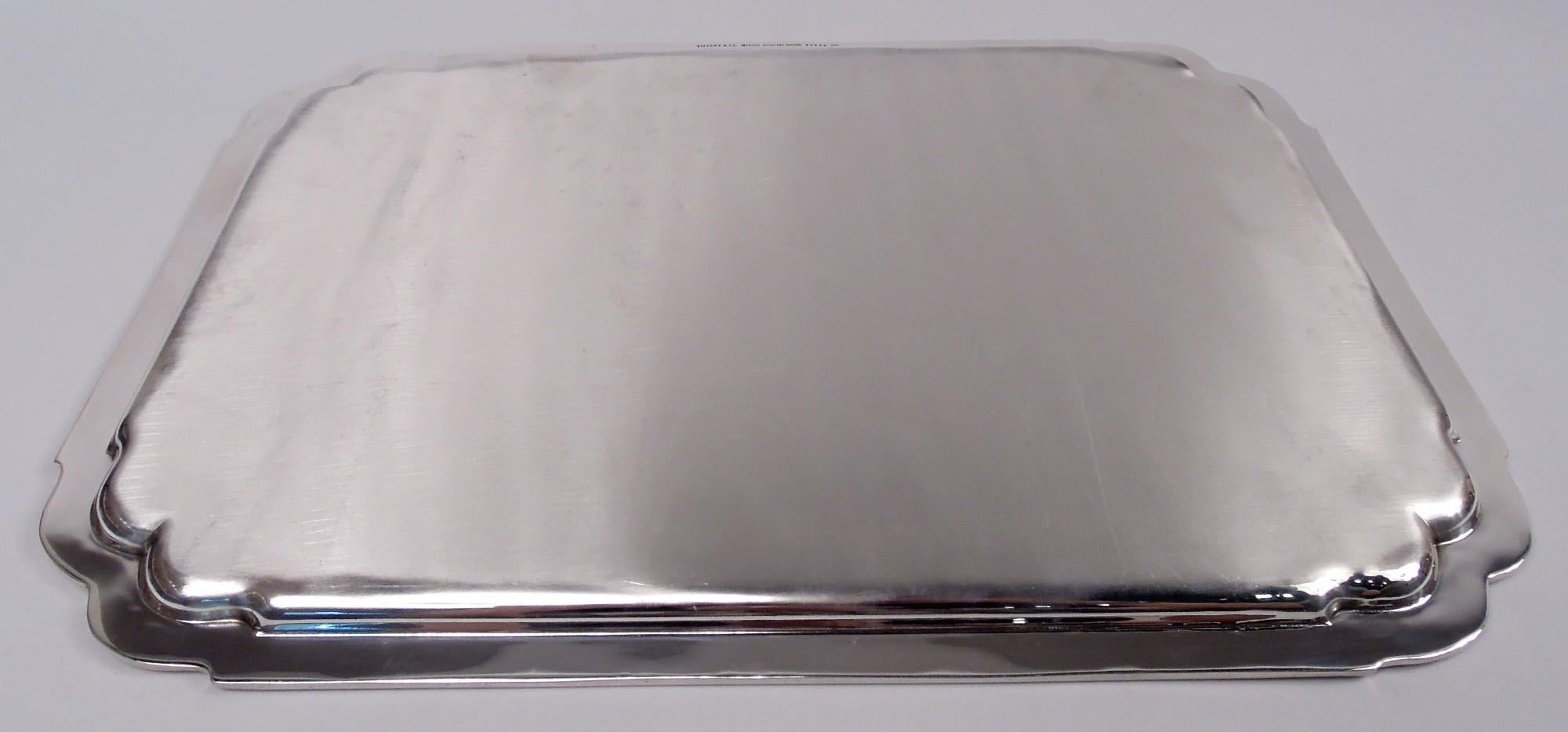 Tiffany Modern Georgian Sterling Silver Rectangular Tray For Sale 1