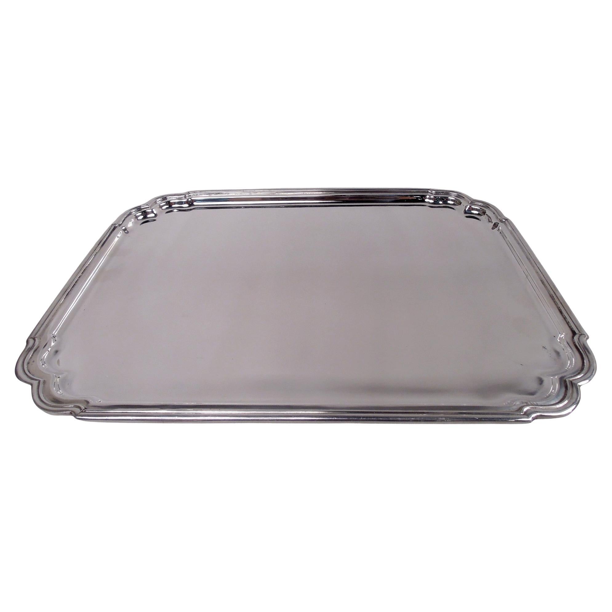 Tiffany Modern Georgian Sterling Silver Rectangular Tray For Sale