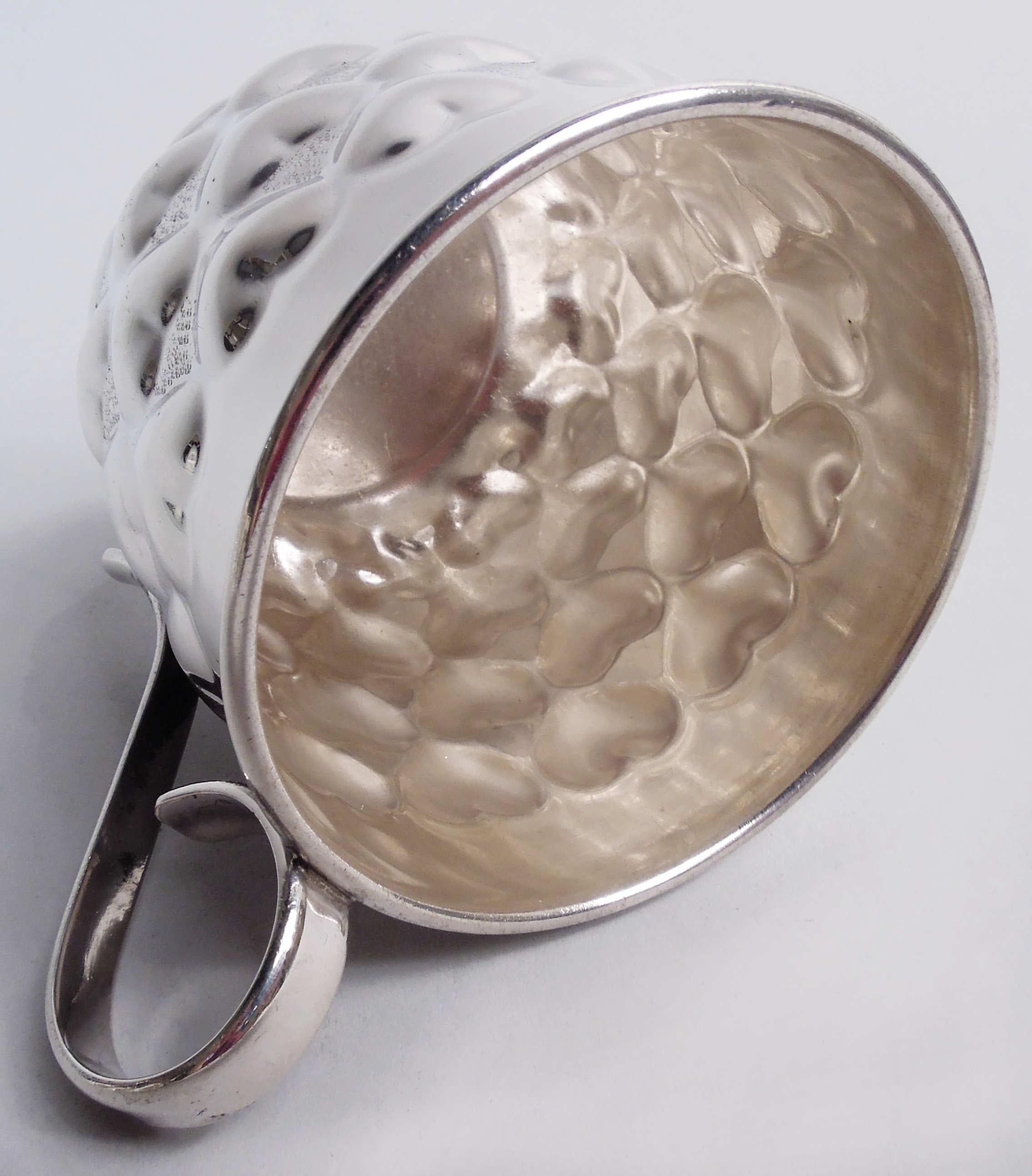 20th Century Tiffany Modern Sterling Silver Baby Cup with Lovey-Dovey Hearts