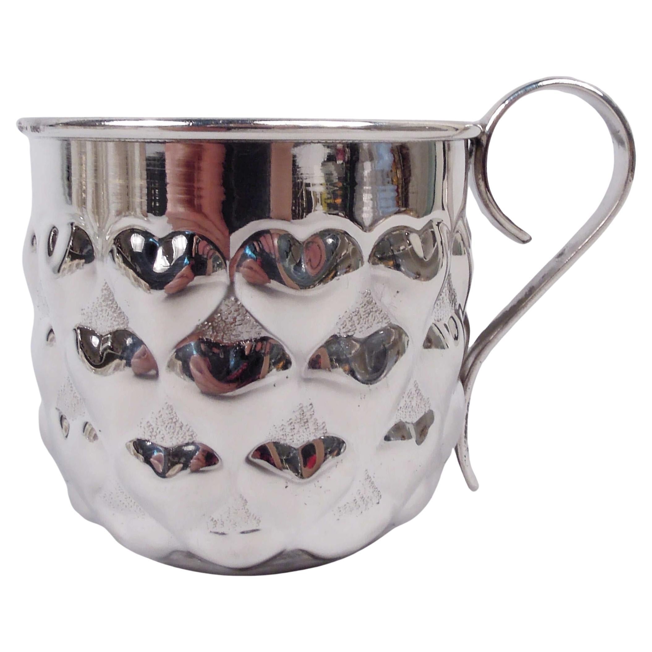 Tiffany Modern Sterling Silver Baby Cup with Lovey-Dovey Hearts For Sale