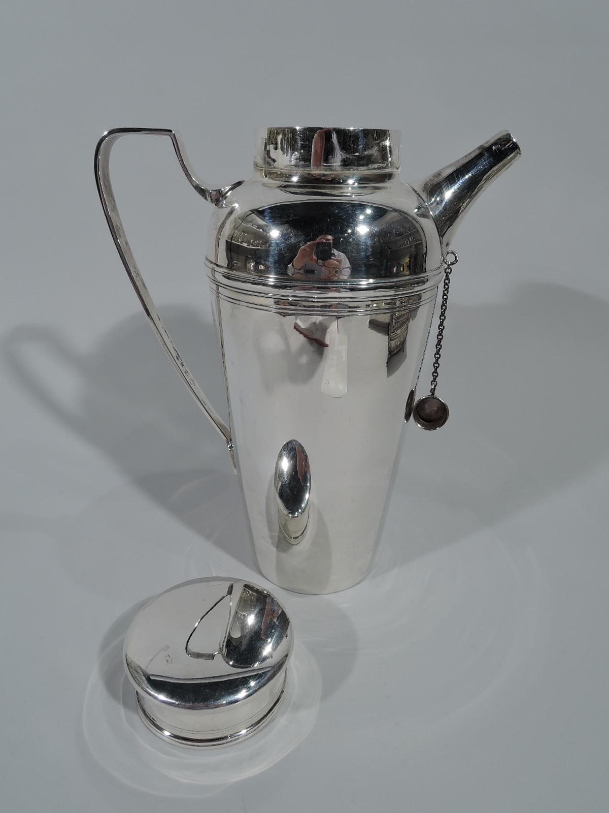 Art Deco Tiffany Modern Sterling Silver Cocktail Shaker