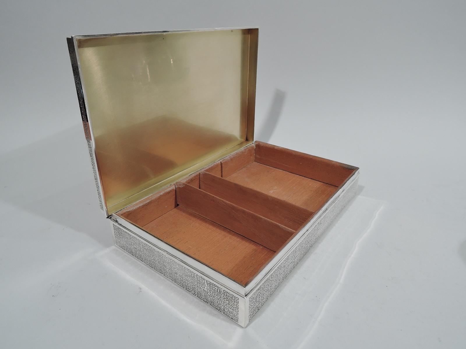 American Tiffany & Co. Modern Sterling Silver Desk Box with Fine Ornament