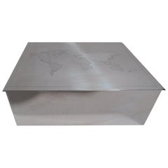 Tiffany Modern Sterling Silver Desk Box with World Map