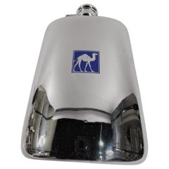 Tiffany Modern Sterling Silver and Enamel Flask with Quenched Camel