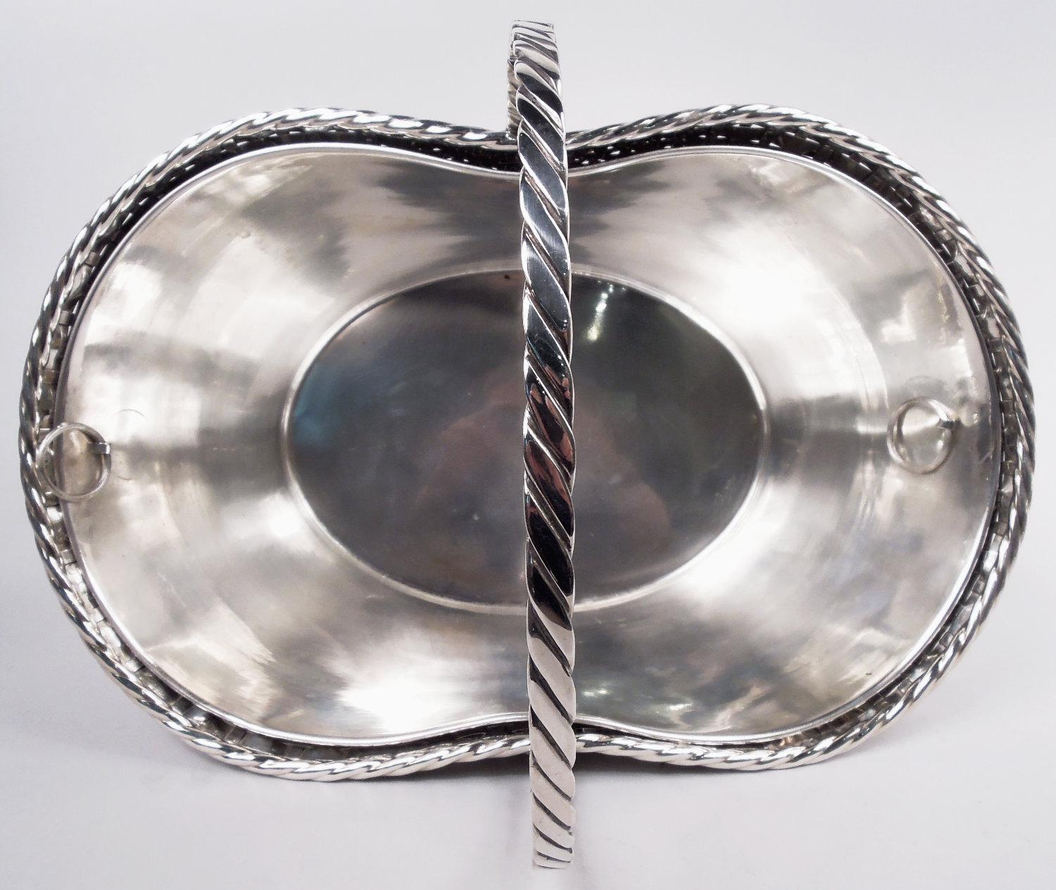 Cesta de picnic de plata de ley moderna Tiffany Enfriador de vino Tejido en venta