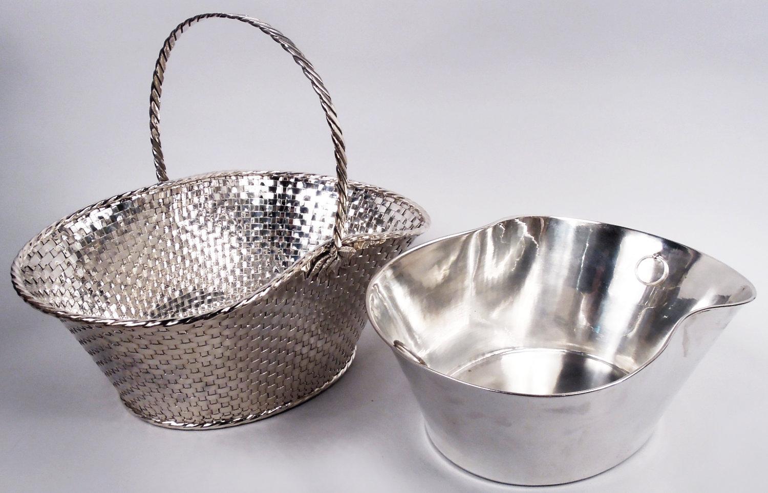 Cesta de picnic de plata de ley moderna Tiffany Enfriador de vino en Bueno estado para la venta en New York, NY