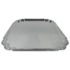Tiffany Modern Sterling Silver Square Tray with Scrolled Corners