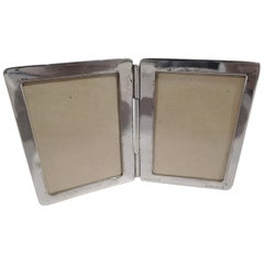 Tiffany Modern Sterling Silver Traveling Double Diptych Picture Frame