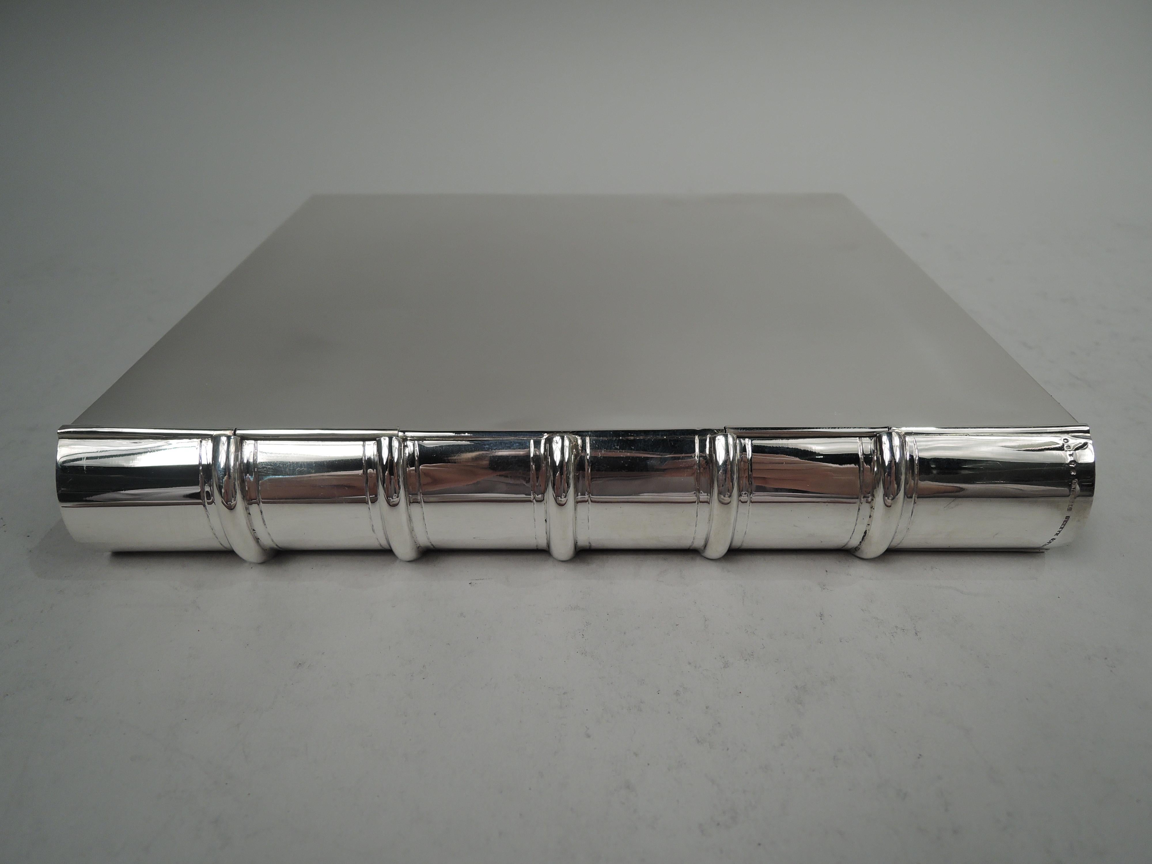 Mid-Century Modern Tiffany Modern Sterling Silver Trompe-l’Oeil Book-Form Box For Sale