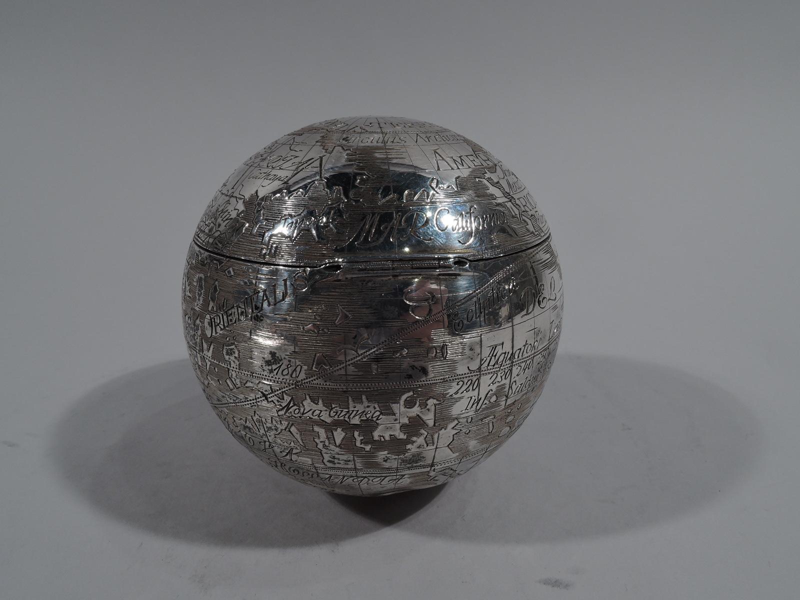 German Tiffany Modern Sterling Silver World Globe Trinket Box