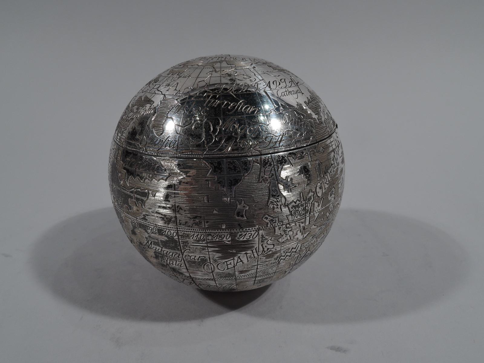 Tiffany Modern Sterling Silver World Globe Trinket Box In Good Condition In New York, NY