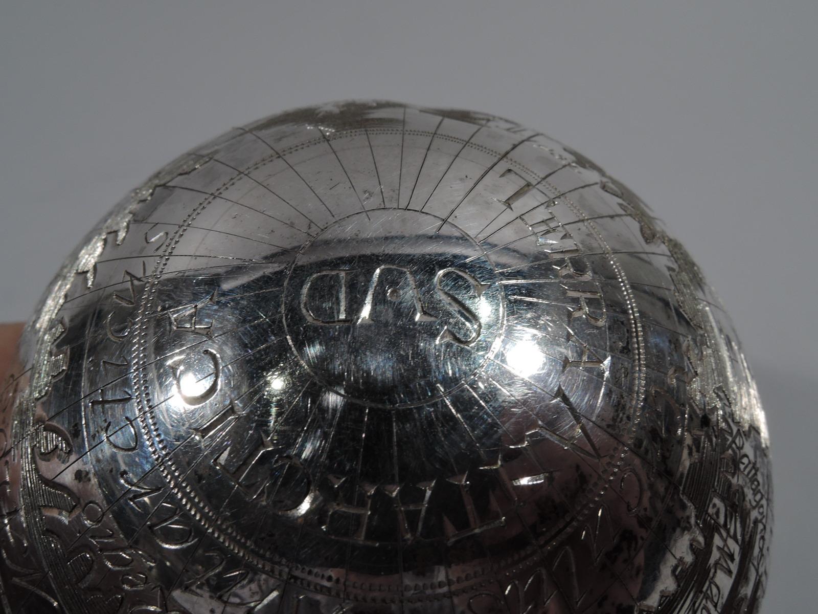 Tiffany Modern Sterling Silver World Globe Trinket Box 1