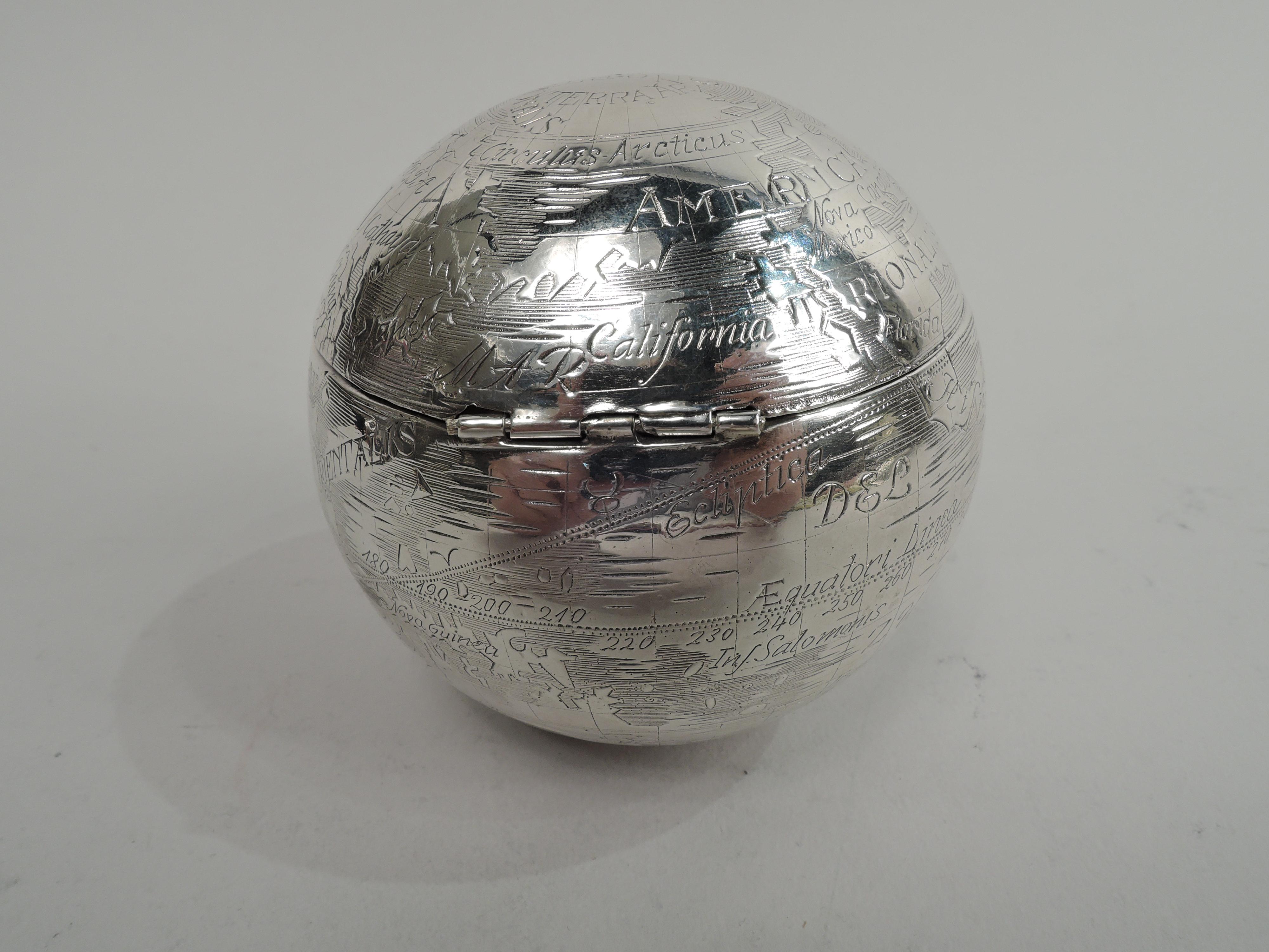 Tiffany Modern Sterling Silver World Globe Trinket Box 1