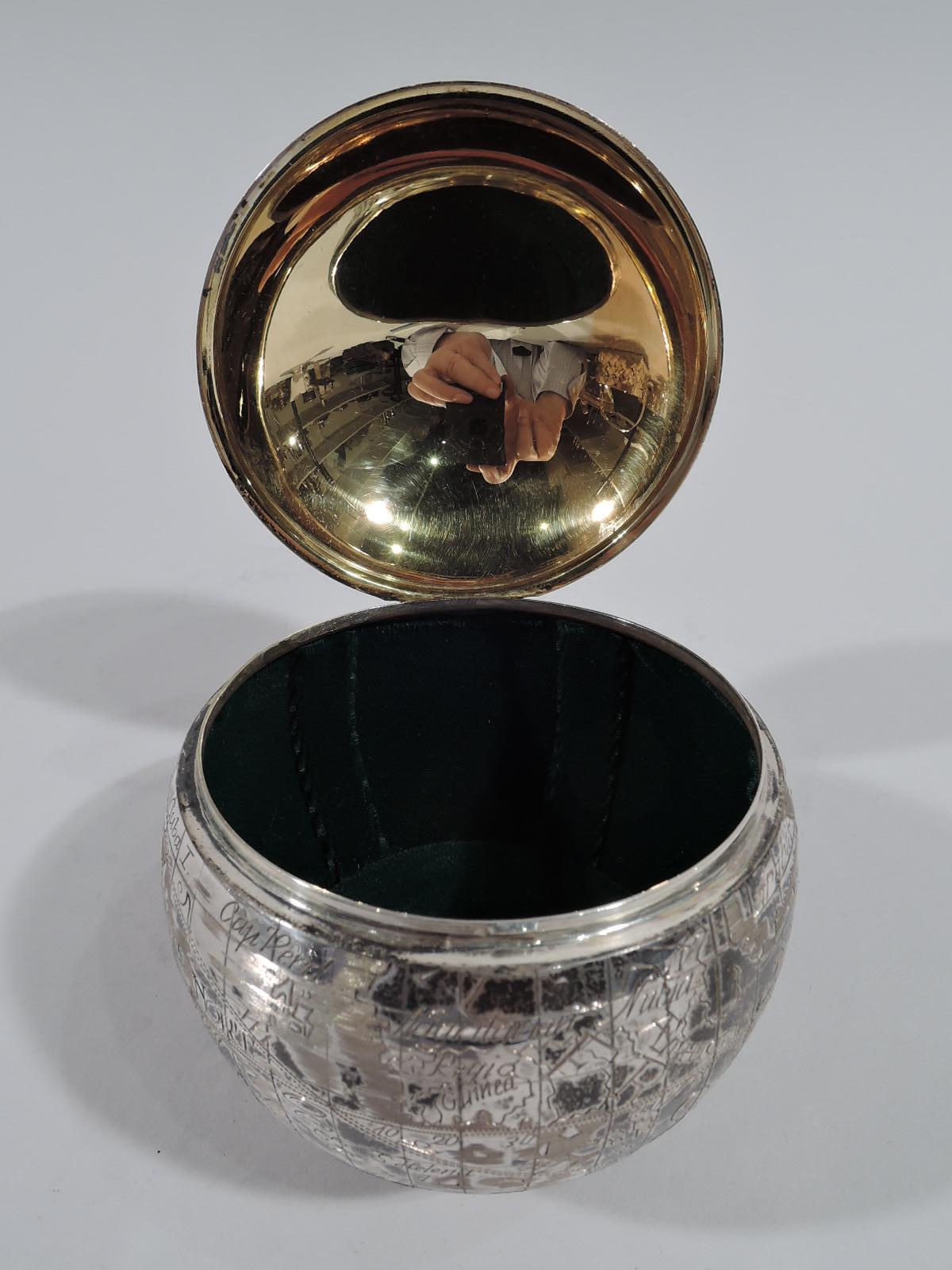 Tiffany Modern Sterling Silver World Globe Trinket Box 2