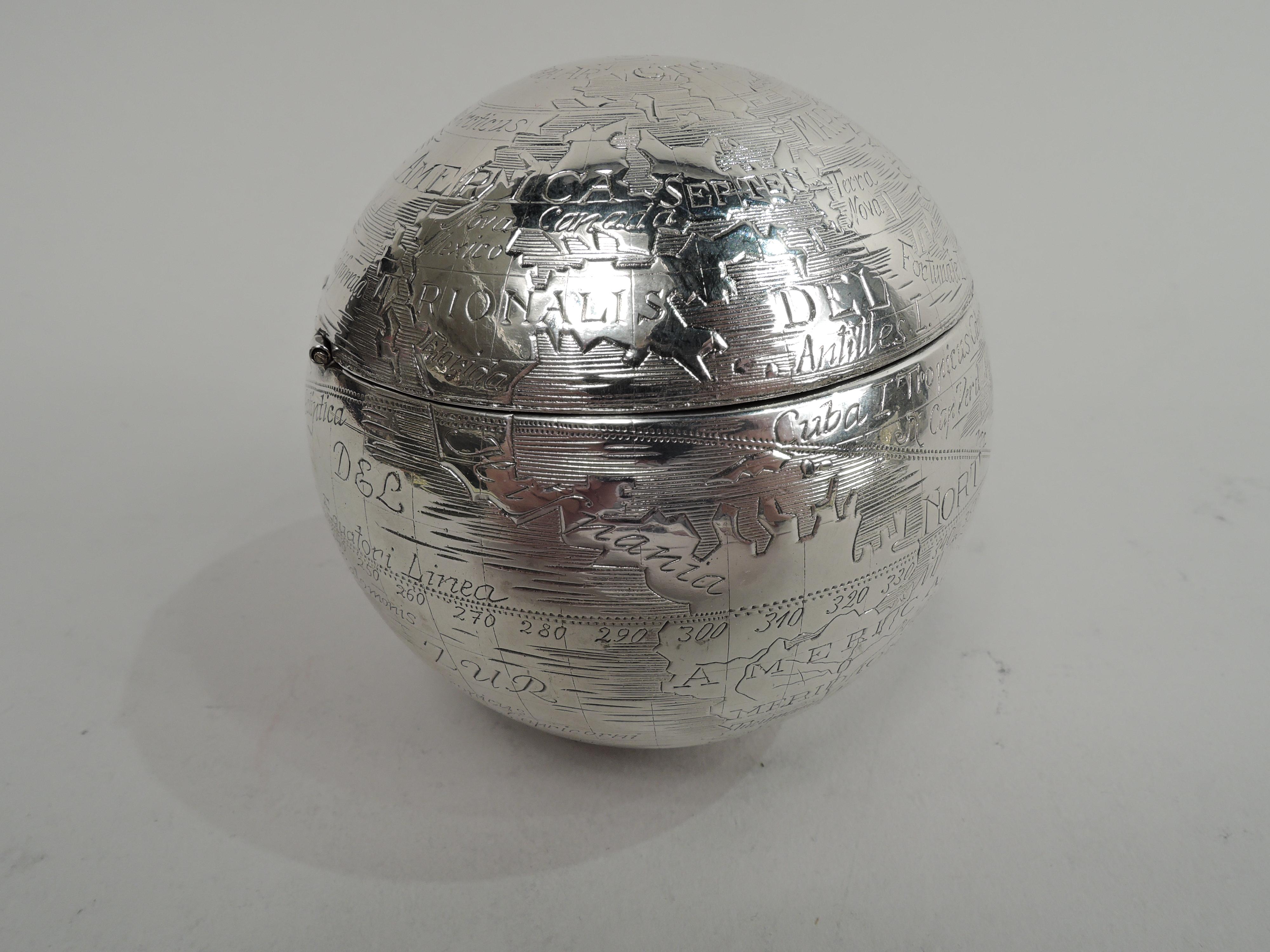 Tiffany Modern Sterling Silver World Globe Trinket Box 2