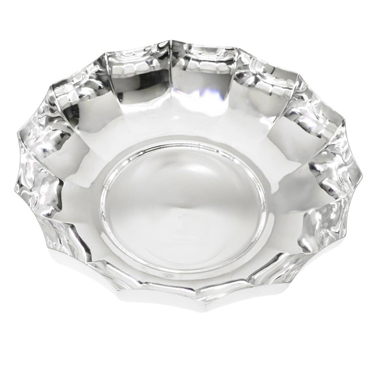 American Tiffany Modernist Fluted Sterling Bowl For Sale