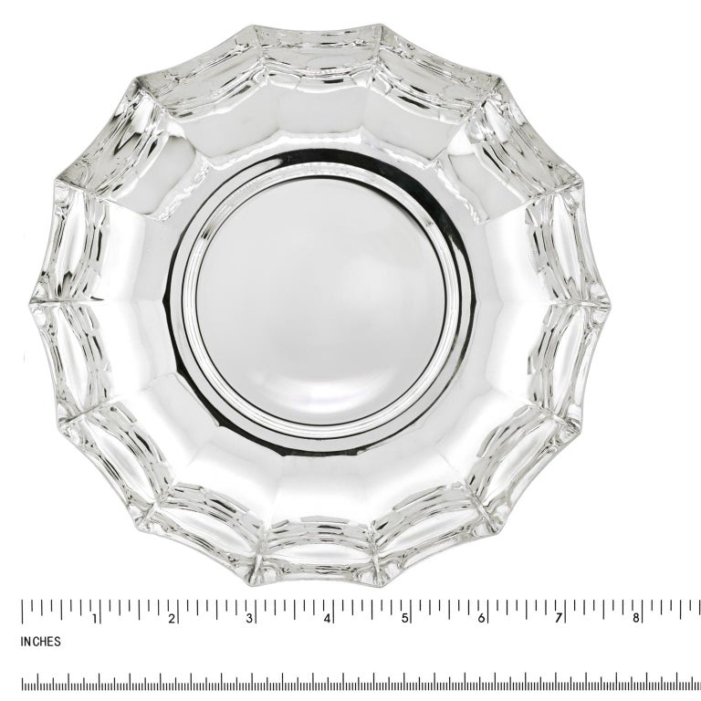 Sterling Silver Tiffany Modernist Fluted Sterling Bowl For Sale