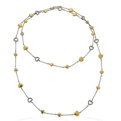 Tiffany & Co. 18K Yellow and White Gold Two-Tone Heart Link Necklace, 36 Inches