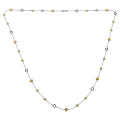 Tiffany & Co. 18K Yellow and White Gold Two-Tone Heart Link Necklace, 36 Inches