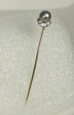 Tiffany Natural Pearl and Marquise Diamond Stick Pin