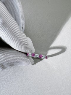 Tiffany natural pink sapphires brilliant white diamonds Platinum Ring US 5.25