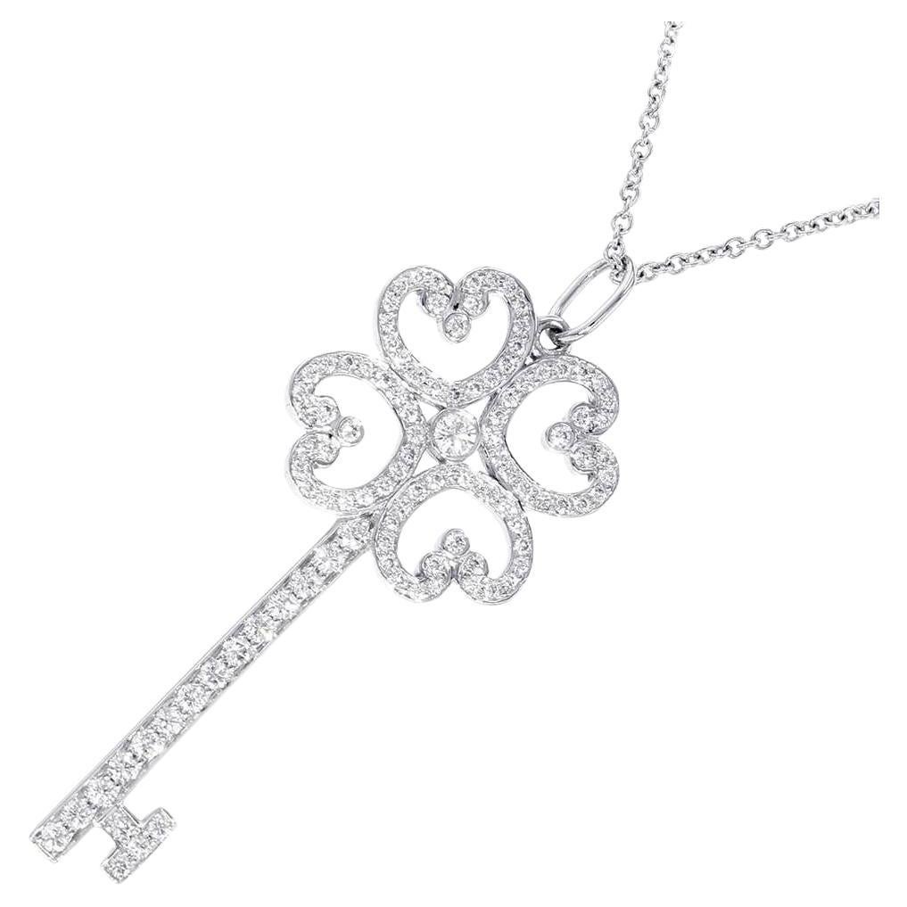 Tiffany Necklace Quatra Heart Key Diamond Necklace For Sale