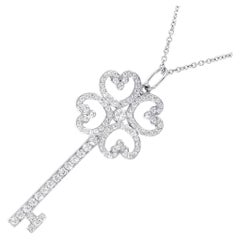 Used Tiffany Necklace Quatra Heart Key Diamond Necklace