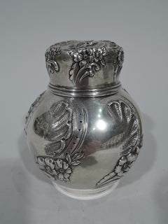 Neoklassizistische Tiffany Tiffany-Teedose aus Sterlingsilber mit Ingwerglas
