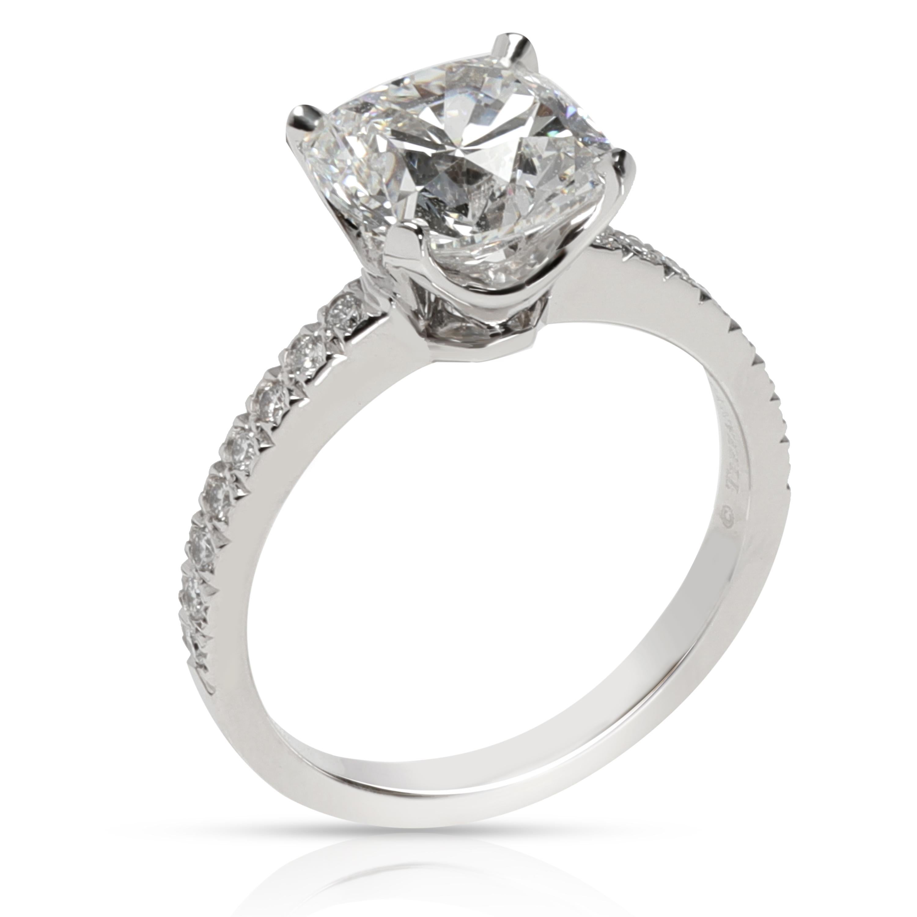 Cushion Cut Tiffany & Co. Novo Diamond Engagement Ring in Platinum E VVS1 2.67 Carat