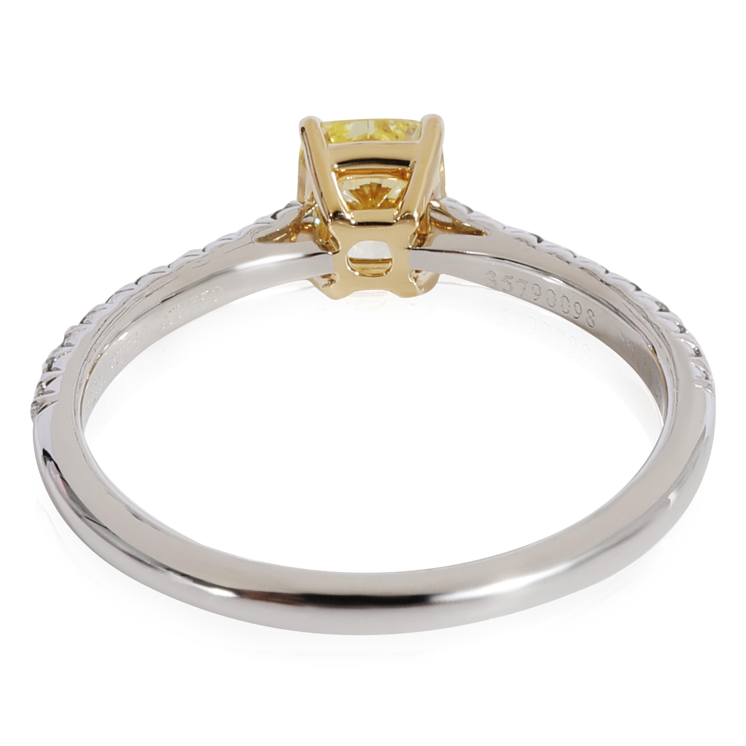 Tiffany & Co. Novo Ausgefallener gelber Diamant-Verlobungsring aus 18k Gold/Platin 0,92 Gesamtkaratgewicht (Kissenschliff)