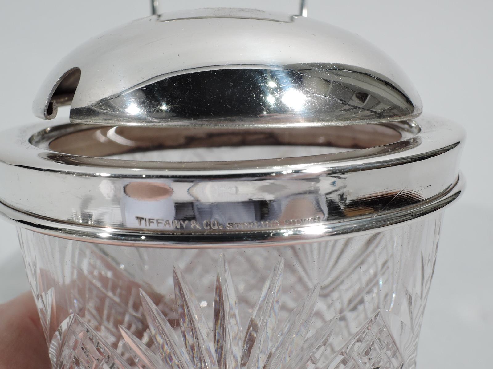 20ième siècle Pot à jarre double en argent sterling et verre Tiffany Old-Fashioned en vente