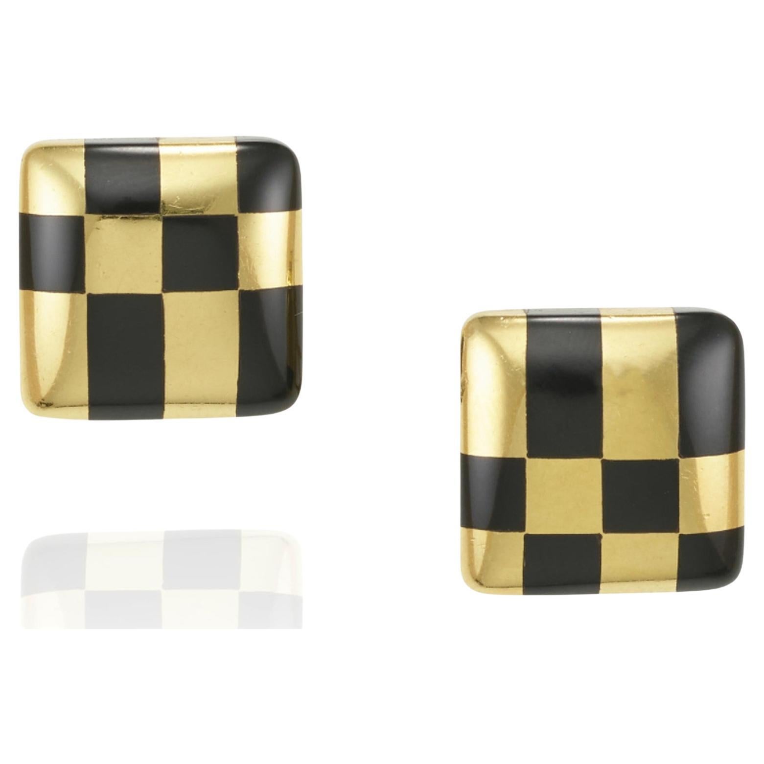 Tiffany Onyx and Gold Geometrical Earrings