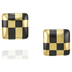 Tiffany Onyx and Gold Geometrical Earrings
