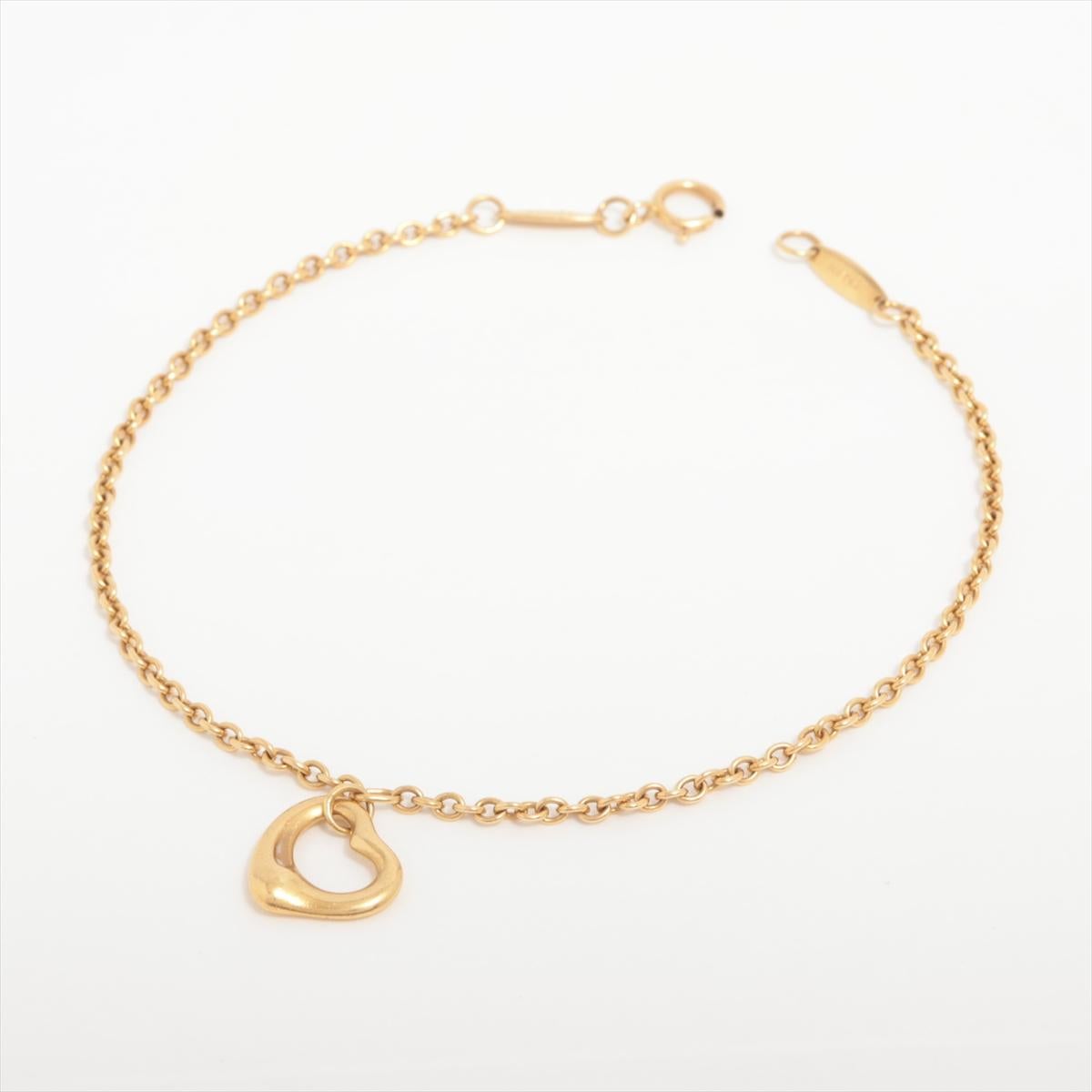 Tiffany Open Heart Bracelet 
Metal: 750YG/Yellow Gold 
Weight: 3.6g
Pre-Owned 
Good condition