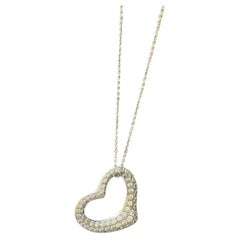 Tiffany Open Heart Pave Diamond Necklace, PT950 Platinum, Full-Set Diamond