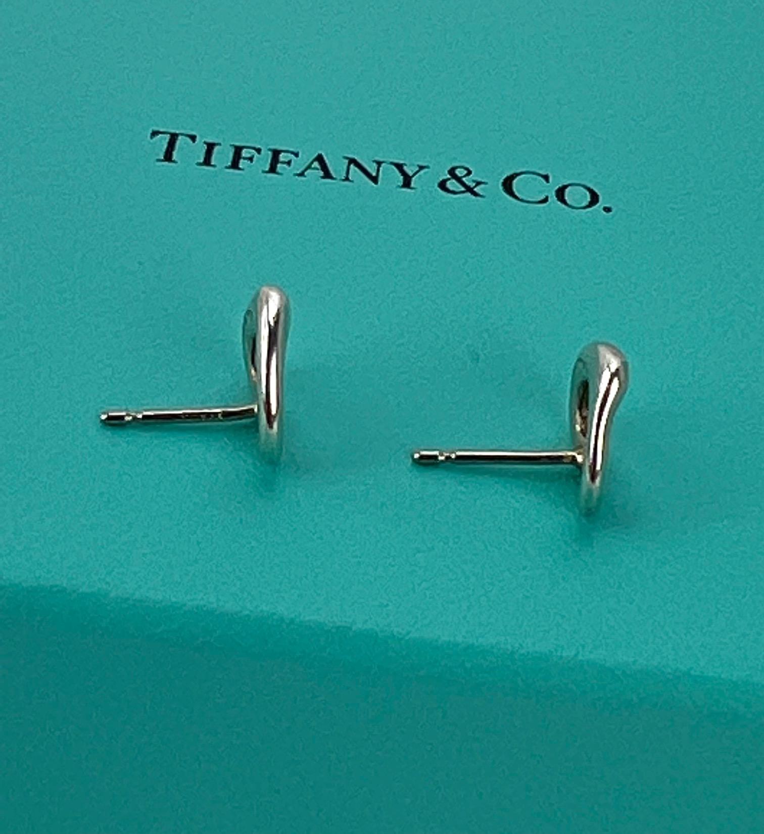  TIFFANY Open Heart Stud Earrings in Sterling Silver 925 Elsa Peretti  6