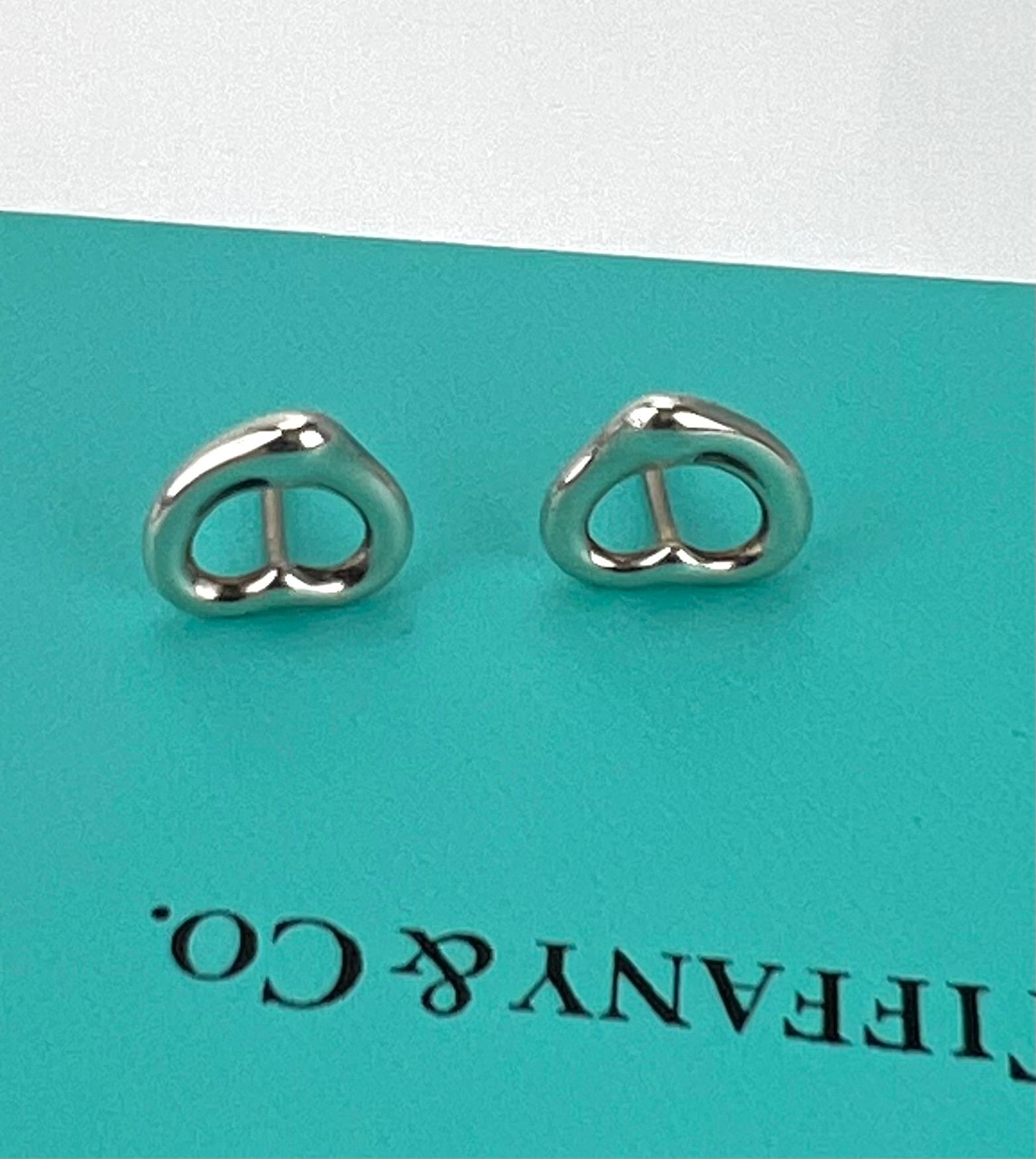 TIFFANY Open Heart Stud Earrings in Sterling Silver 925 Elsa Peretti  4