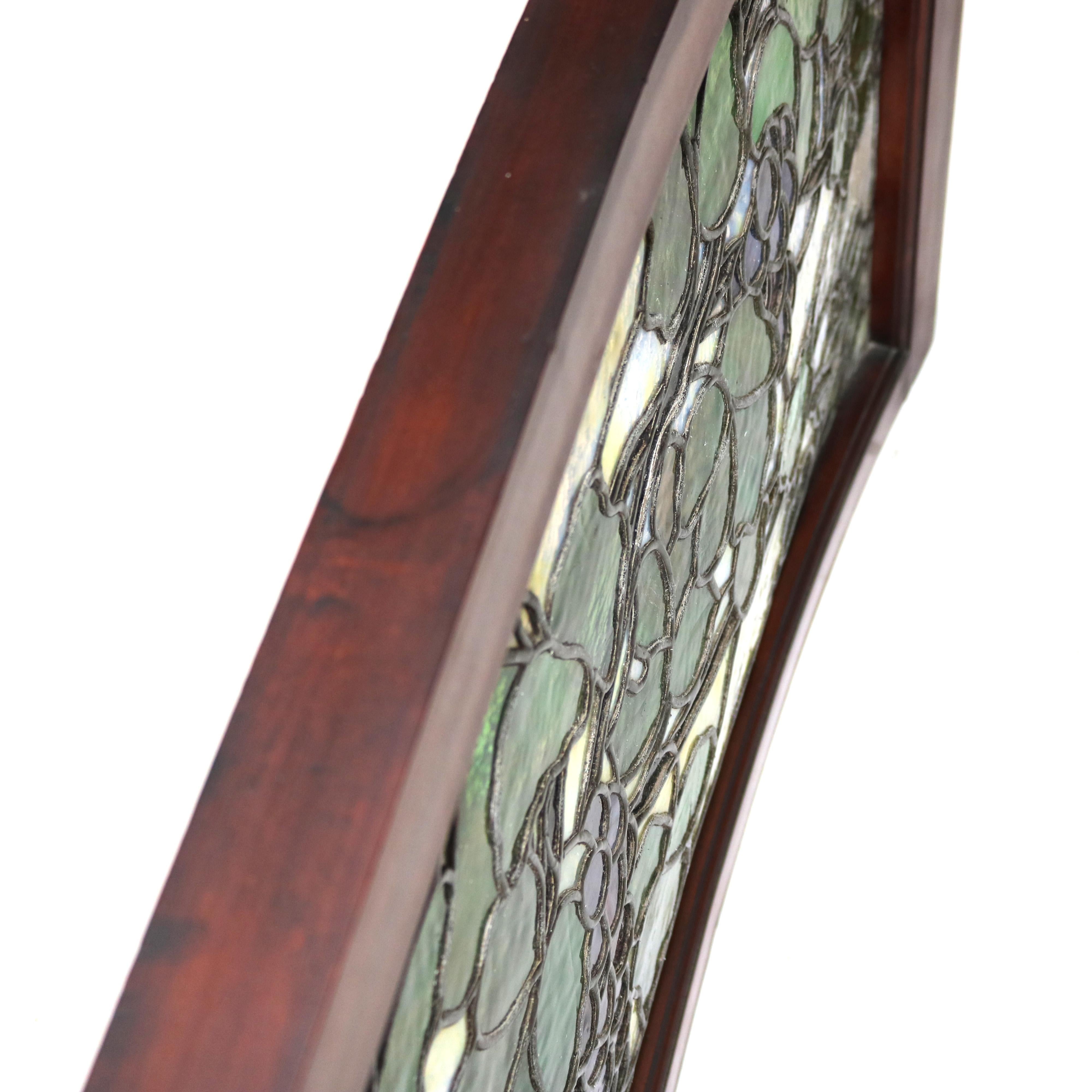 Tiffany or La Farge attr Antique Arts & Crafts Leaded Stained Glass Window c1920 6