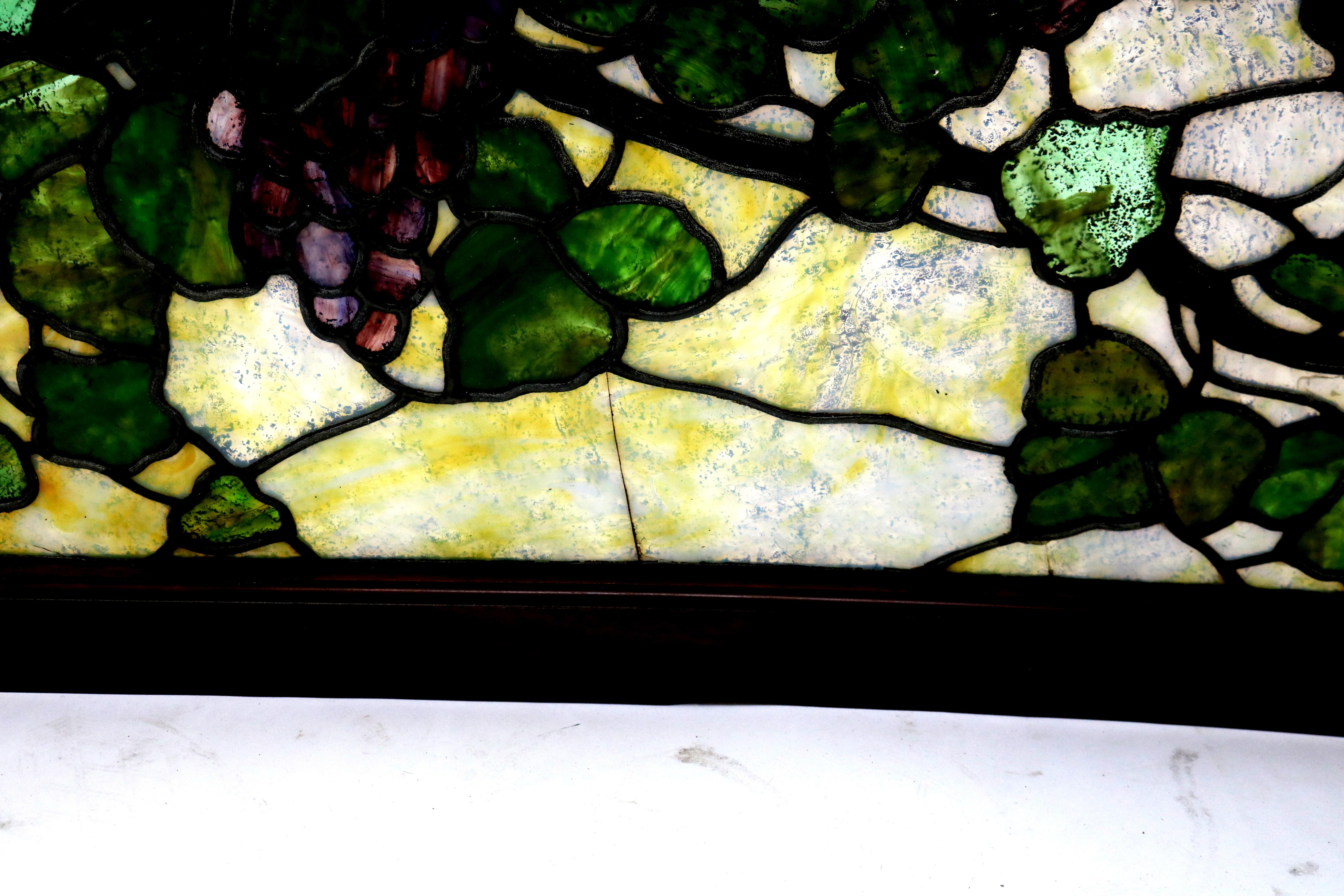 Tiffany or La Farge attr Antique Arts & Crafts Leaded Stained Glass Window c1920 2
