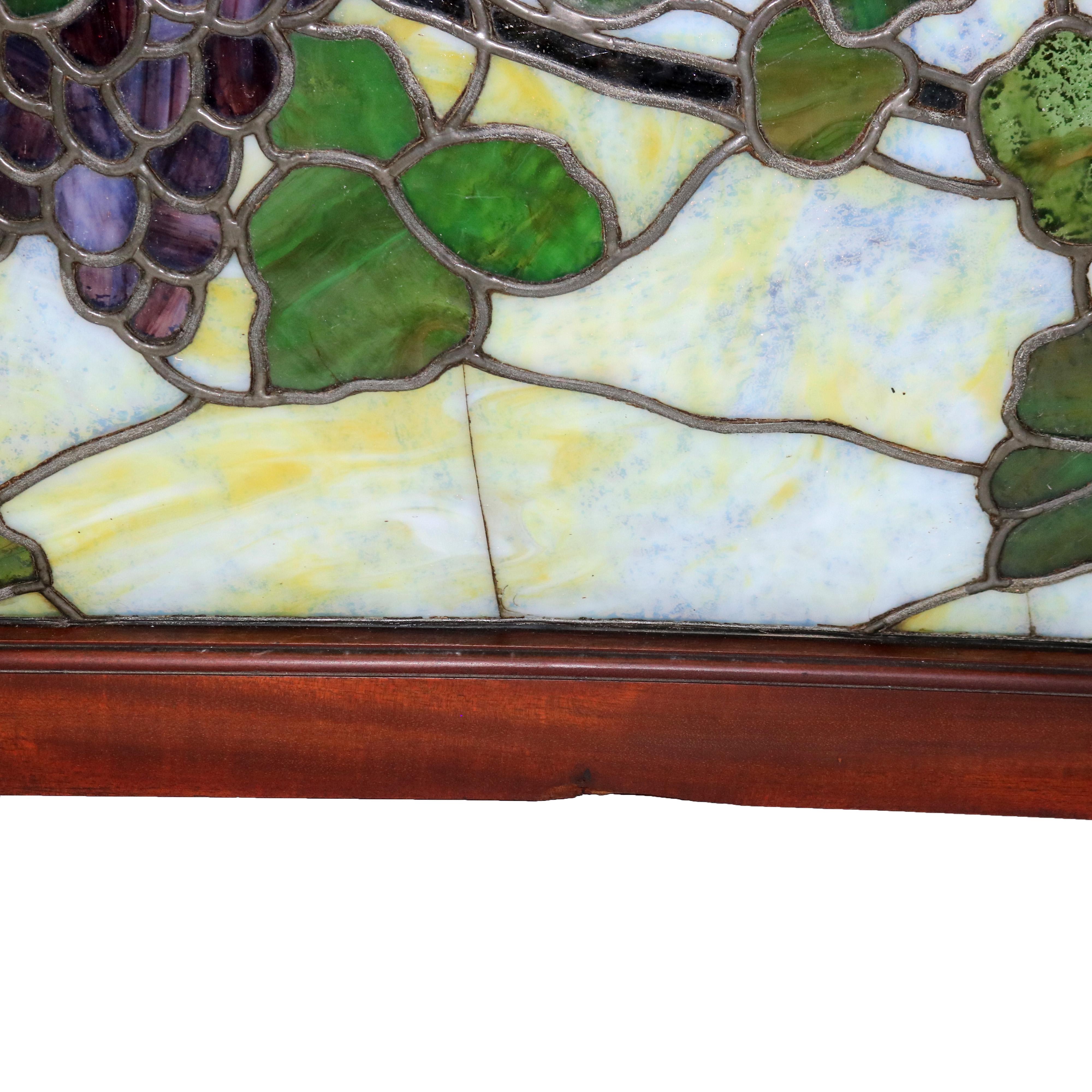 Tiffany or La Farge attr Antique Arts & Crafts Leaded Stained Glass Window c1920 3