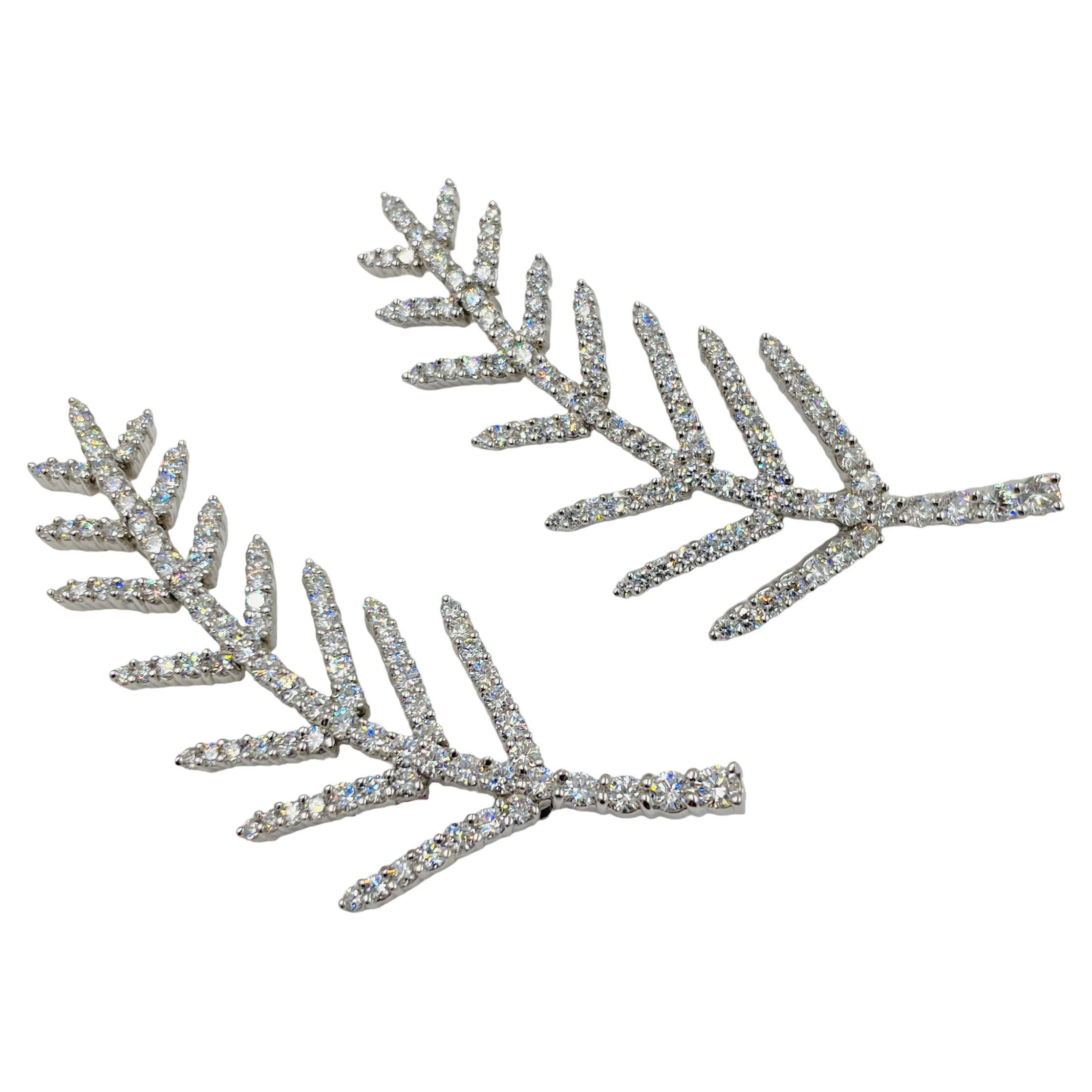 Tiffany Pair of Diamond Platinum Fern Brooches For Sale