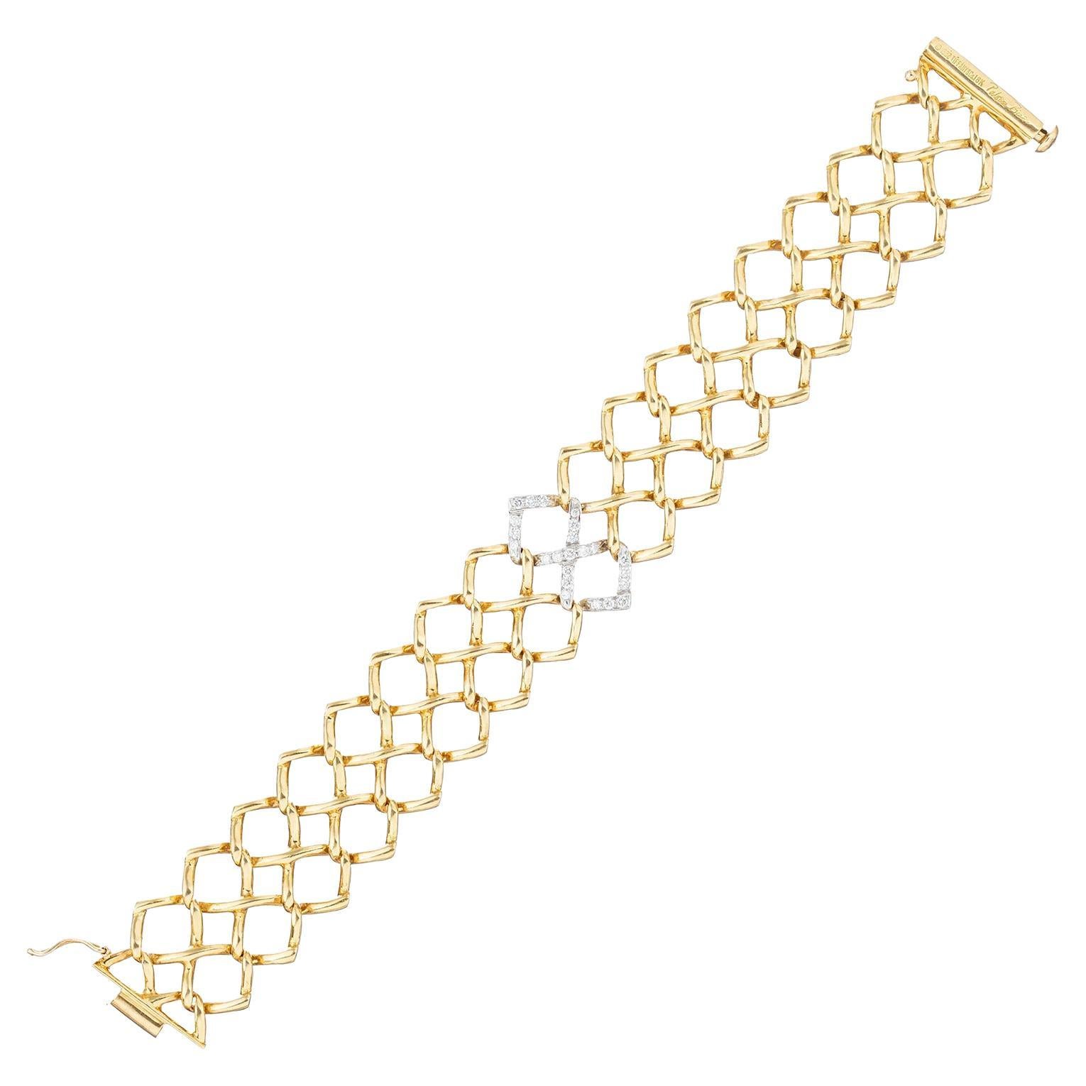 Tiffany Paloma Picasso 18k Gold Platinum Diamond Bracelet In Excellent Condition In Palm Beach, FL