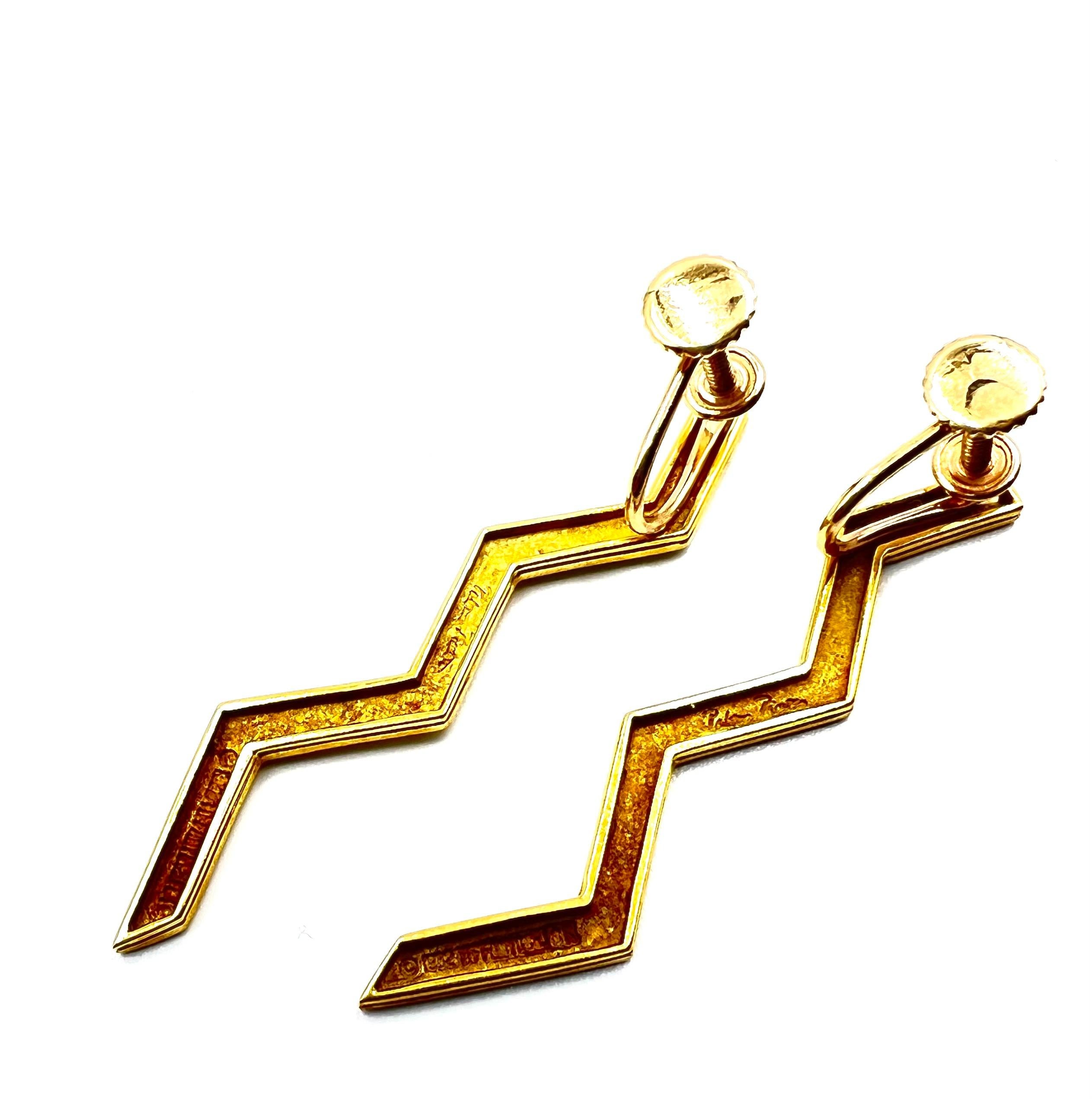 Women's Tiffany & Co. Paloma Picasso 18kt Yellow Gold Lightning Bolt Earrings