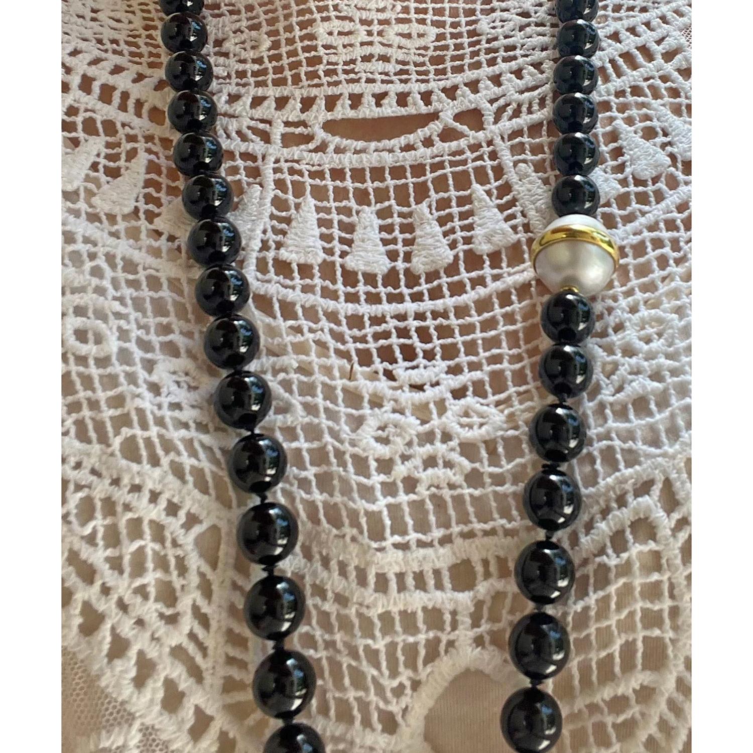 Tiffany & Co. Collier en onyx noir et perles des mers du Sud de Paloma Picasso Excellent état - En vente à Palm Beach, FL