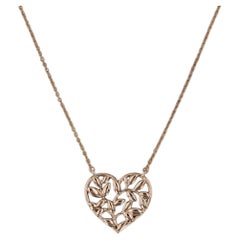 Tiffany Paloma Picasso Olive Leaf Heart Pendant Necklace w/ Pouch 18k Gold