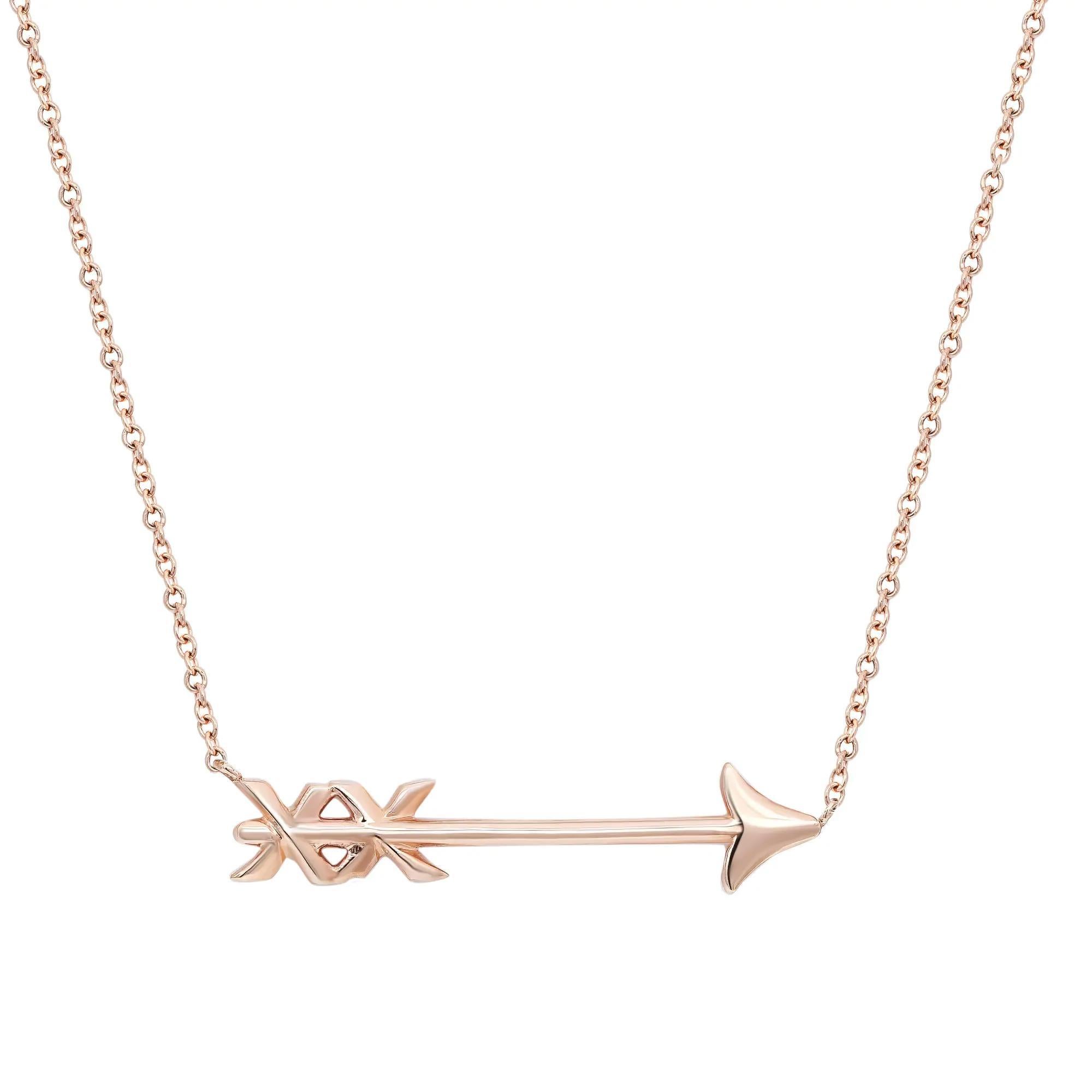 Modern Tiffany Paloma’s Graffiti Arrow Pendant Necklace 18K Rose Gold 18 Inches For Sale
