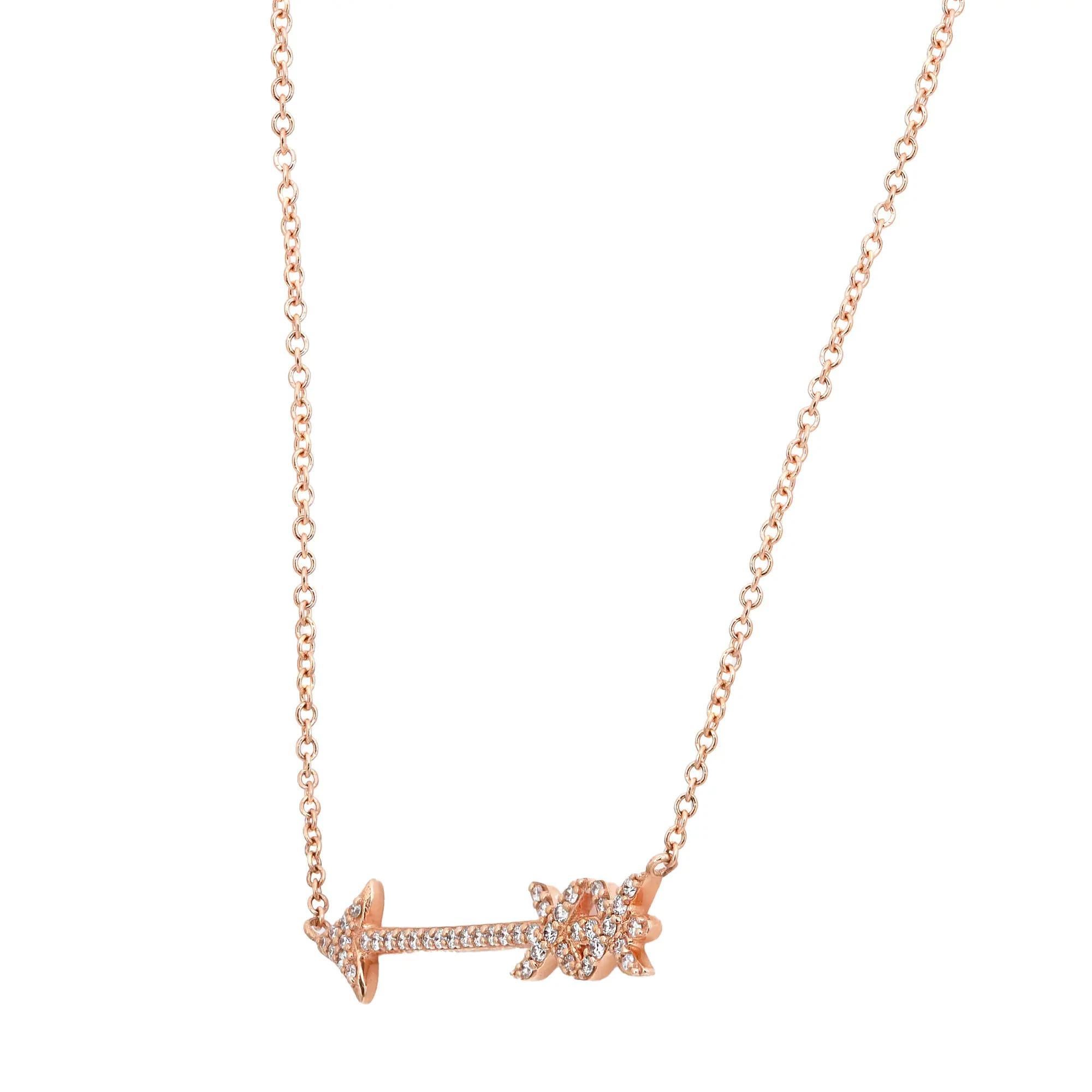 Round Cut Tiffany Paloma’s Graffiti Arrow Pendant Necklace 18K Rose Gold 18 Inches For Sale