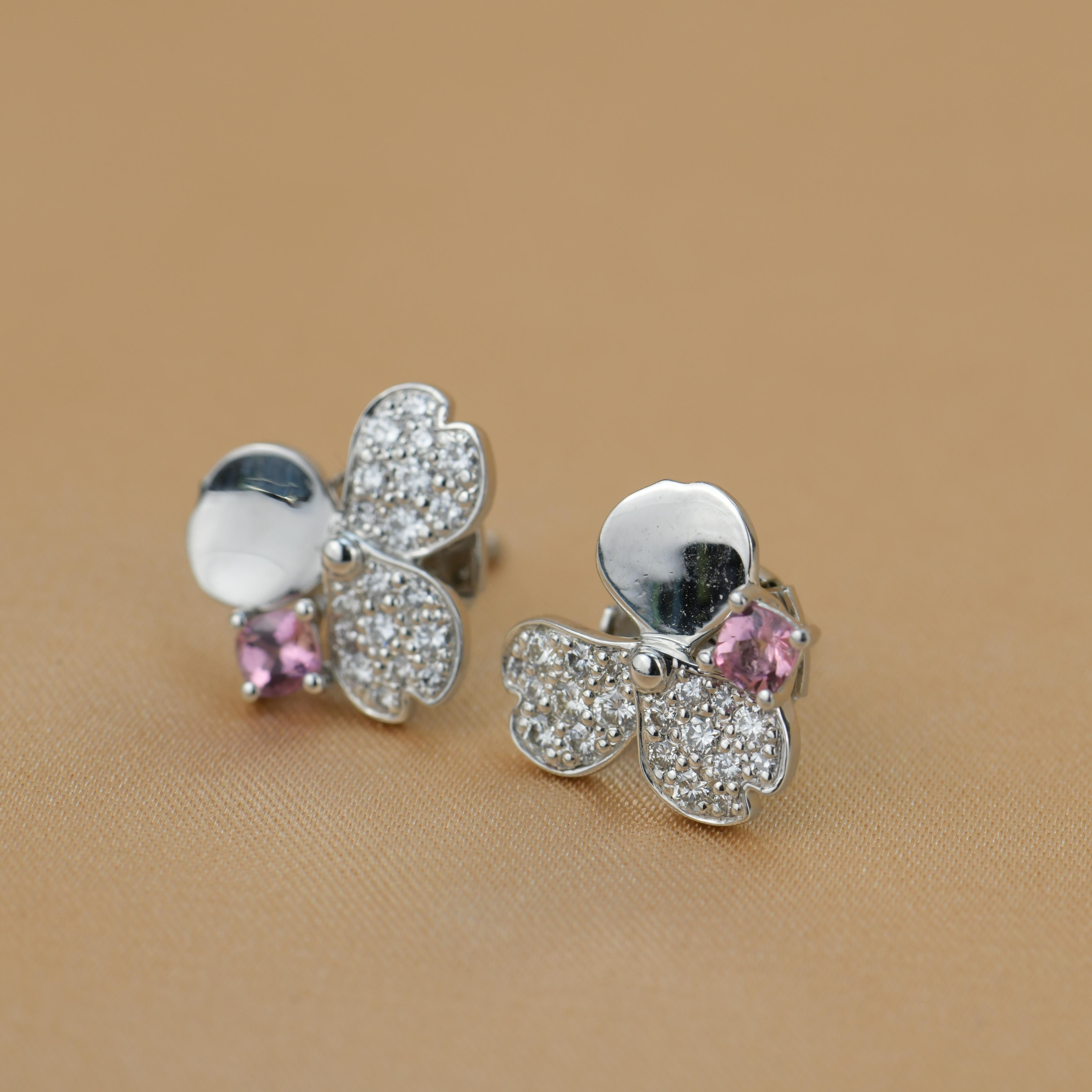Women's Tiffany Paper Flowers Spinel Diamond Platinum Flower Earrings For Sale