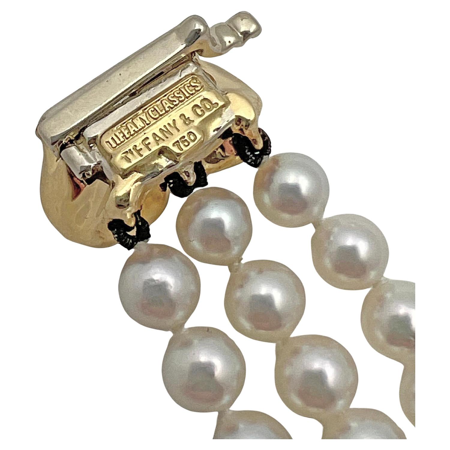 Women's or Men's Tiffany Pearl 18k Gold Diamond Dogwood Flower Bracelet