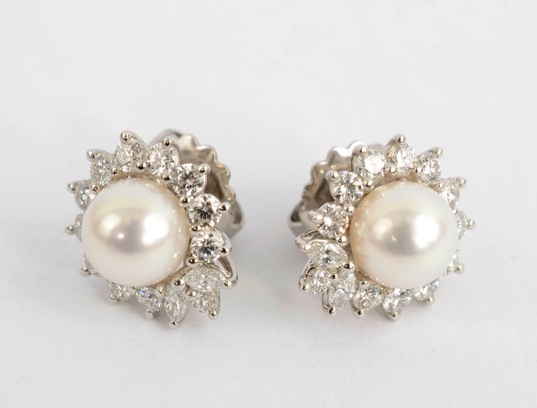 Romantic Tiffany & Co. Pearl and Diamond Earrings